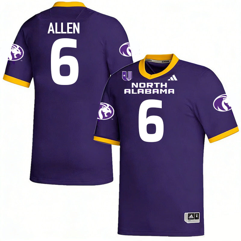 North Alabama Lions #6 Jayvian Allen College Football Jerseys,Uniforms Stitched-Purple